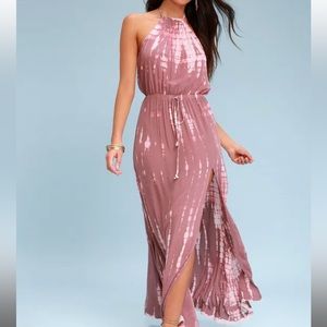 Lulus In a Daydream Mauve and Pink Tie-Dye Maxi Dress